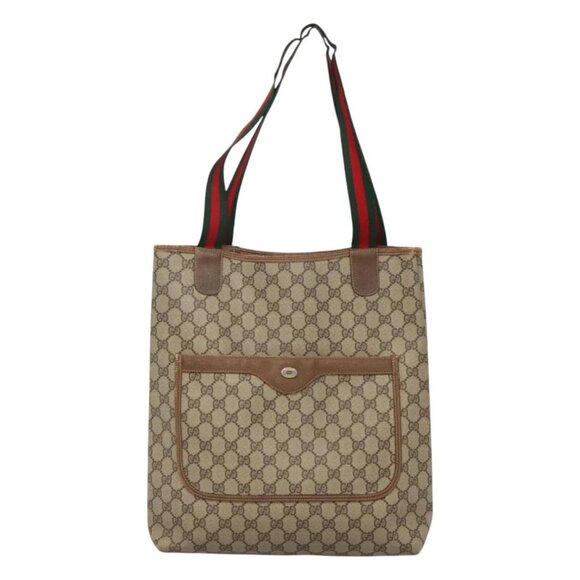 GUCCI GG Supreme Web Sherry Line Bag PVC Beige Green Red 39 02 003 Auth BD1278 - Picture 2 of 16
